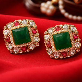 Emerald Royale Kundan Earrings