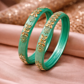 Rama Green Kundan Stone Bangle