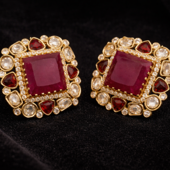 Emerald Royale Kundan Maroon Earrings